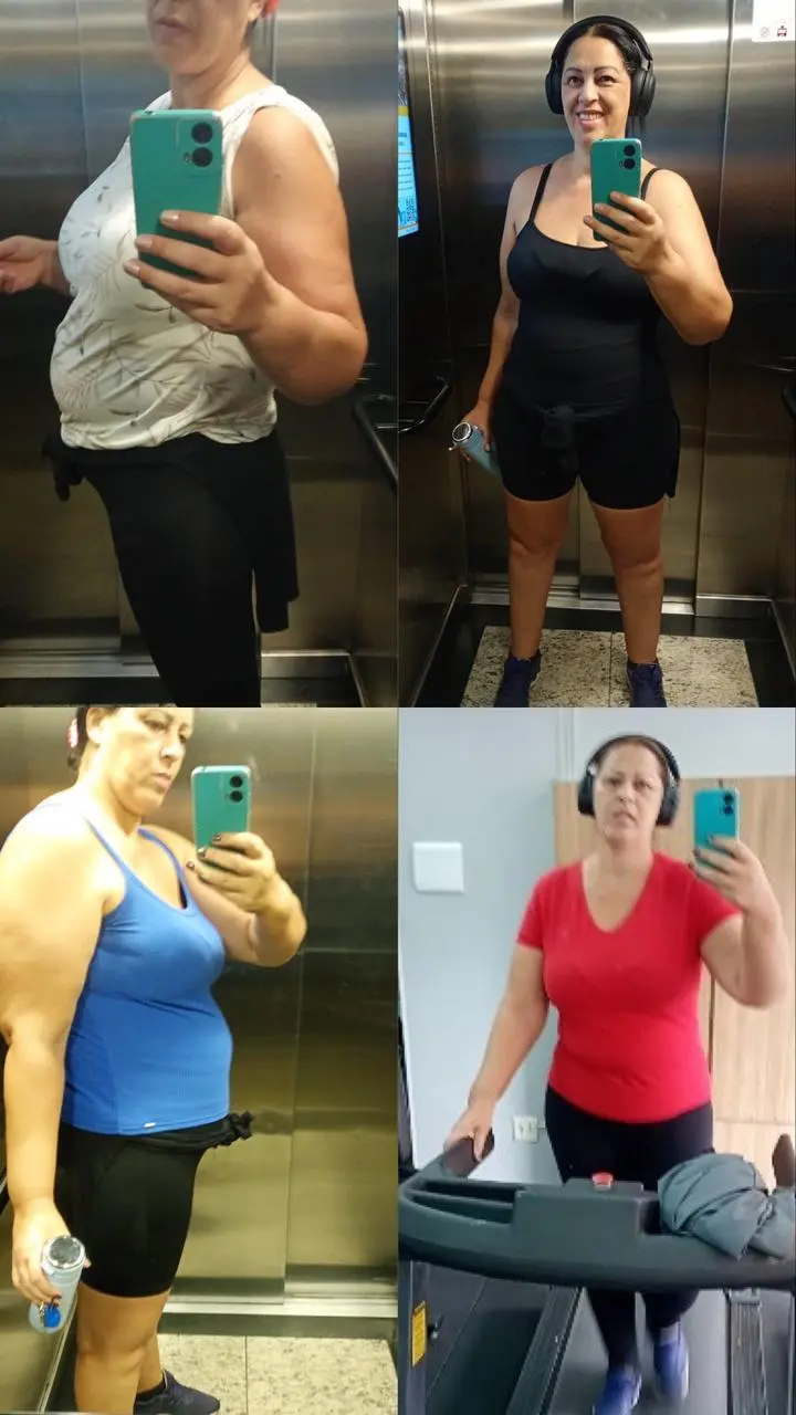 Antes e depois de aluna da Plataforma de Treinos Lari Fiuza