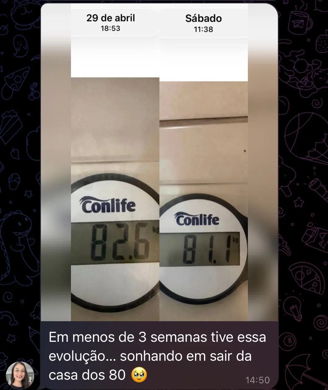 Antes e depois de aluna da Plataforma de Treinos Lari Fiuza