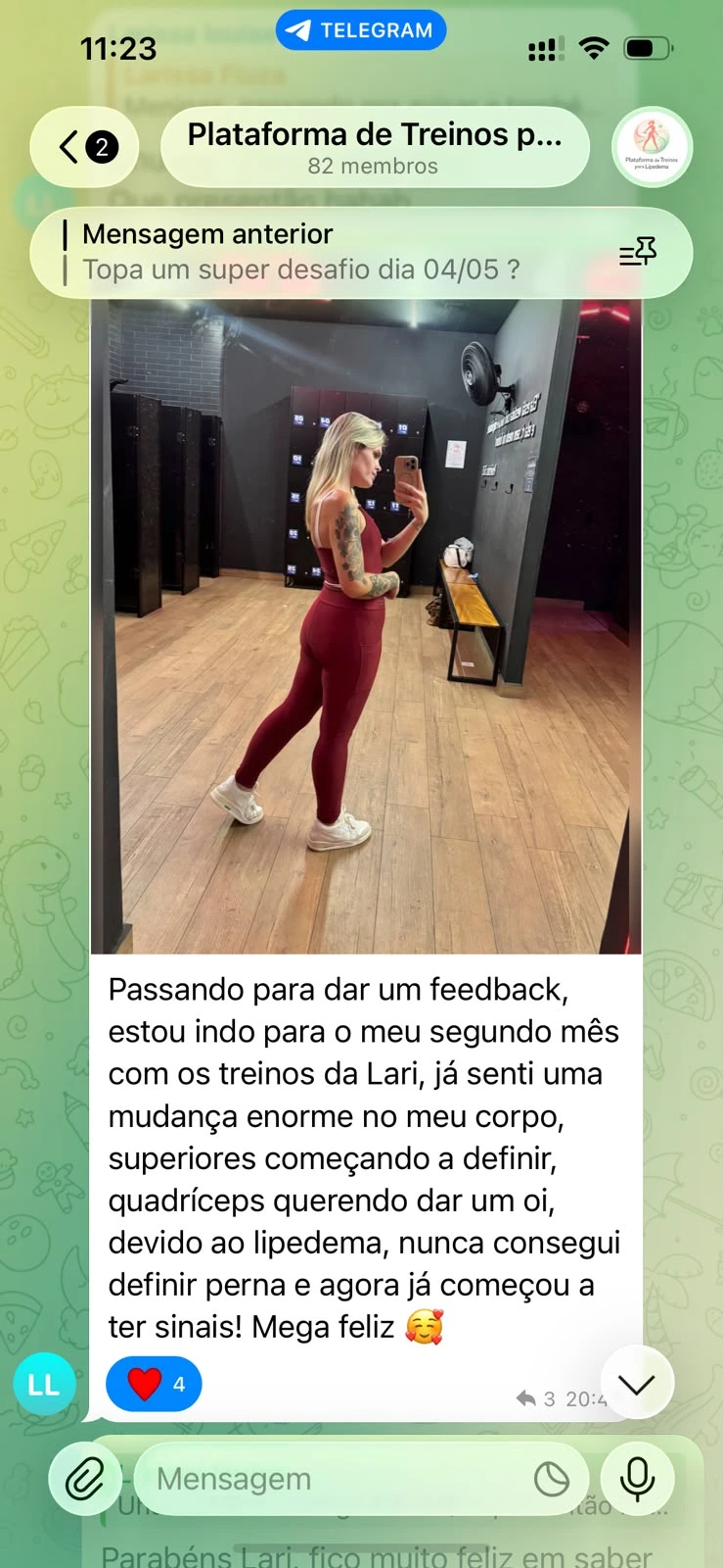 Relato de aluna da Plataforma de Treinos Lari Fiuza